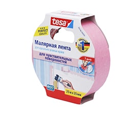 Малярная клейкая лента TESA для деликатных поверхностей, 25 мм * 25 м, розовая