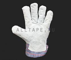 Спилковые перчатки комбинированные, утеплённые